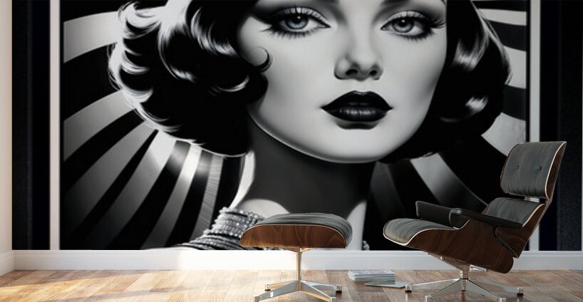 Radiant Glamour Of The Bygone Era Beauty Lanthia Valariana Gorgeous AI Concept Art by Xzendor7 Wall Murals