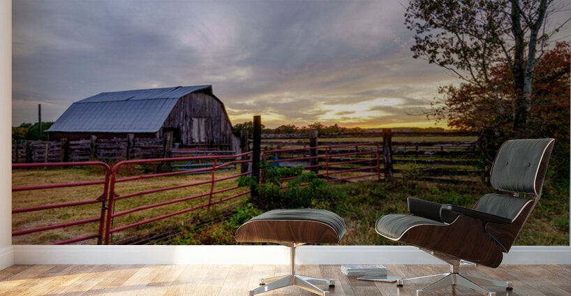Ozarks Barn October Sunset Wall Murals