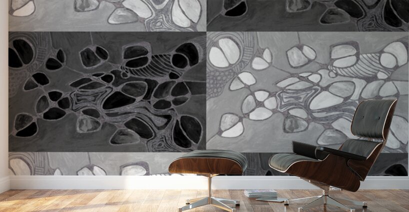 Abstract Monochrome Neurographic Design Wall Murals