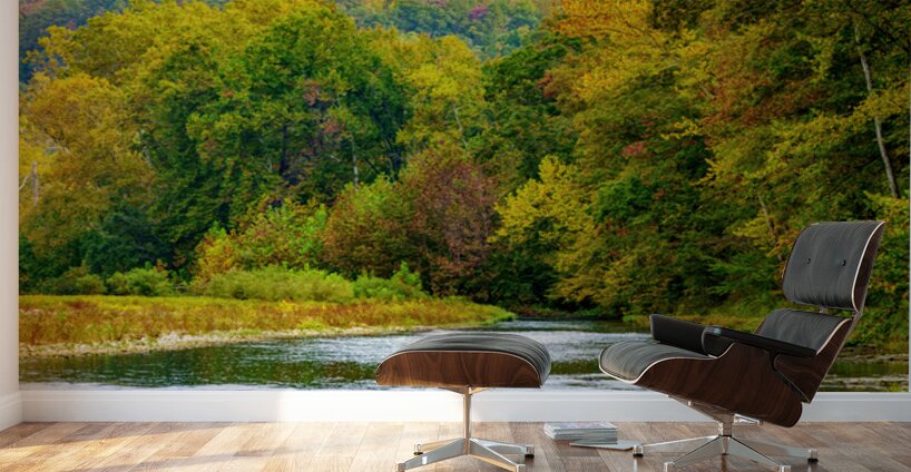 North Fork River Flows Into Fall Wall Murals