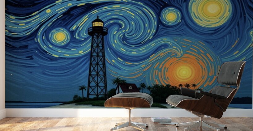 Sanibel Lighthouse Starry Night Oct 29 2025 at 2 22 14 PM Wall Murals