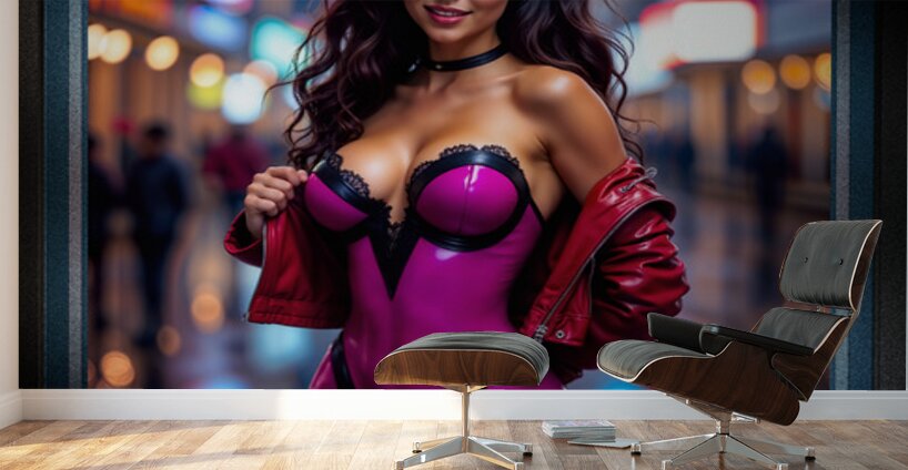 Shes Definitely Not Shy Aylia Stefinwald Nightlife Glamour Captivating AI Concept Art by Xzendor7 Wall Murals