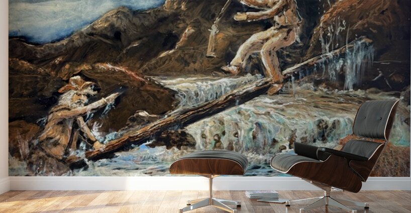 IMG 4290 Two mountain man on a log Wall Murals