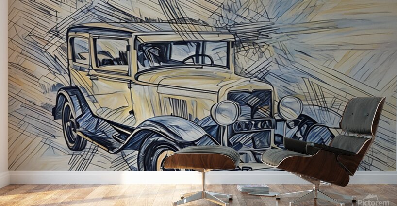 ArtXcl 344 car antique sketch Wall Murals