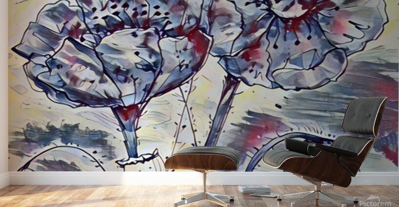 ArtXcl 338 poppies real pencil sketch Wall Murals