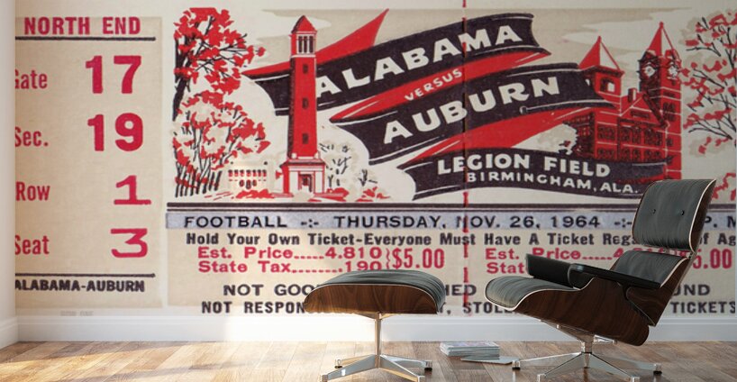 1964 Alabama Crimson Tide vs. Auburn Tigers Wall Murals