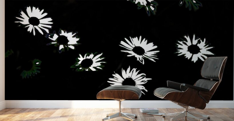  Monochrome Night Blooms                                                                                                                     Wall Murals