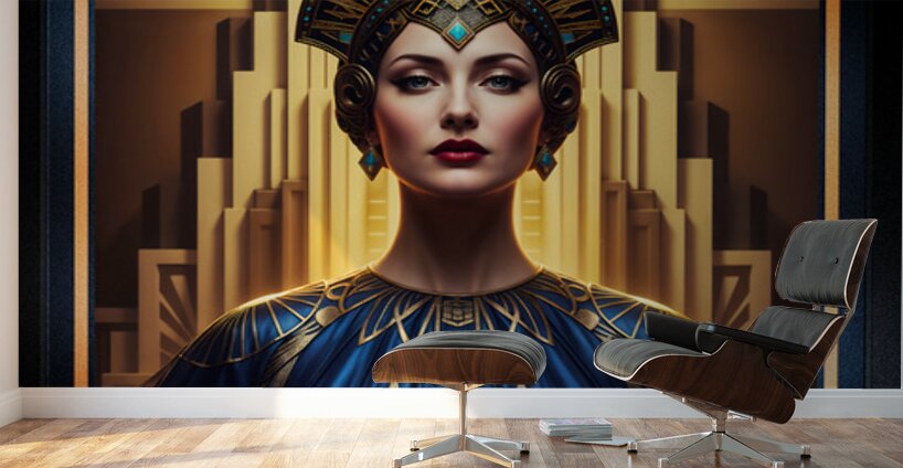 Majestic Portrait Of Rilva Erenia Amidst Golden Architecture Stunning AI Concept Art by Xzendor7 Wall Murals