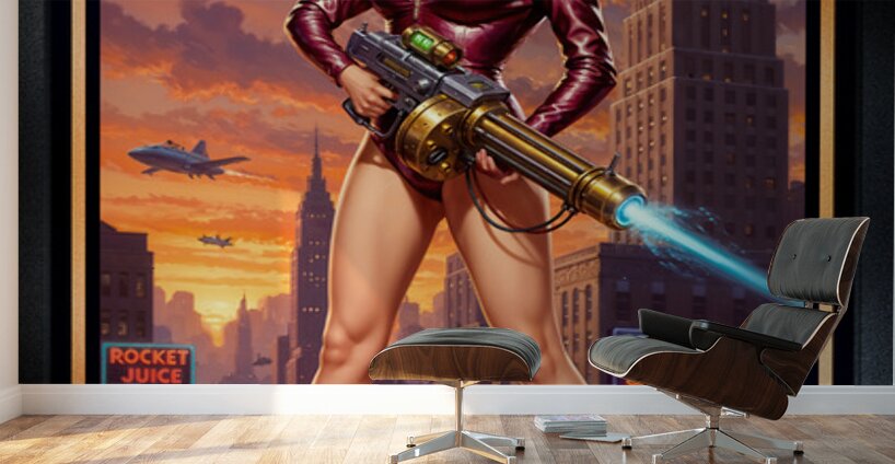 Scylla Quinara Retro-Fusion Pinup Girl Portrait Gorgeous AI Concept Art by Xzendor7 Wall Murals