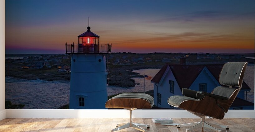 Nubble Light at Sunset Wall Murals