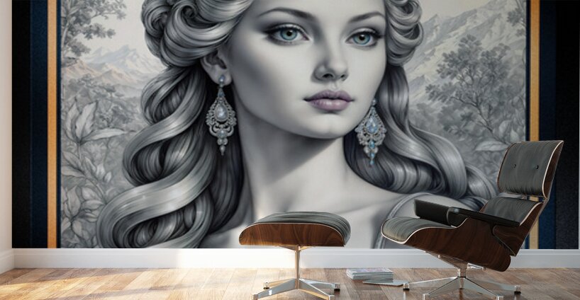 Lady Vaelorin Silvanius In The Garden Of Valtoris Of Aerelon Mesmerizing AI Concept Art by Xzendor7 Wall Murals