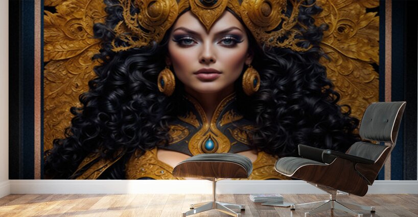 Opulent Fantasy Portrait Of Aeridor Royalty Lyralia Nyssa Mesmerizing AI Concept Art by Xzendor7 Wall Murals
