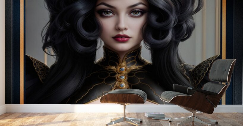 Fantasy Art Portrait Of Regal Beauty Lady Mirielle Diodorus Mesmerizing AI Concept Art by Xzendor7 Wall Murals