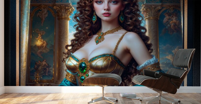 A Majestic Celestial Portriat Of Lady Ryllana Theronis Mesmerzing AI Concept Art by Xzendor7 Wall Murals