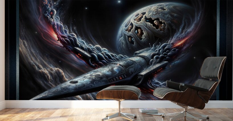 Starship Paradin Vorn Astral Assimilation Visionary Art Mesmerizing AI Concept Art by Xzendor7 Wall Murals