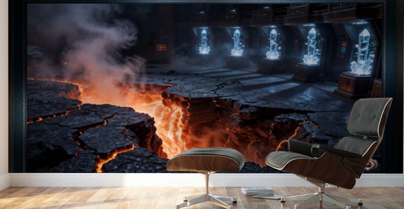 The Volkaroth Volcanic Subterranean Crystalline Sanctum Captivating AI Concept Art by Xzendor7 Wall Murals