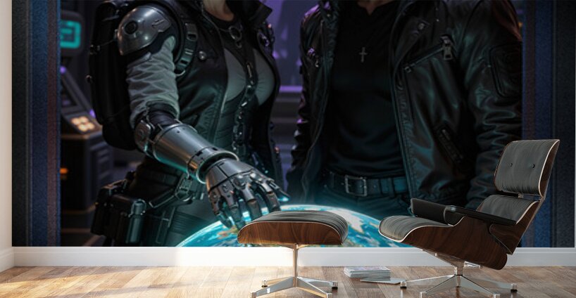 Celestial Earth Guardians Dyra Lelphen And Breason Jurinsen Captivating AI Concept Art by Xzendor7 Wall Murals