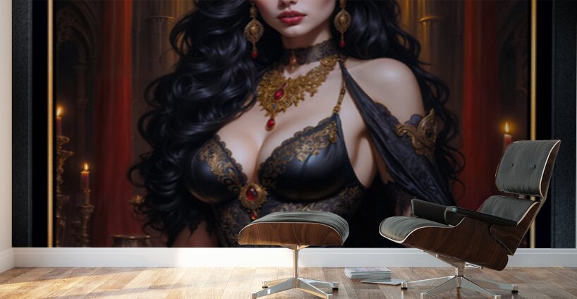 Gothic Fantasy Art Portrait Of Istrella Natchinsen Stunning AI Concept Art by Xzendor7 Wall Murals