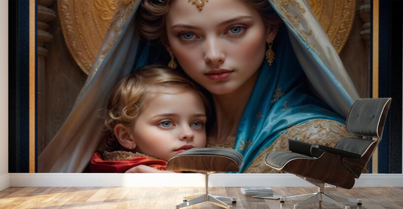 Circolo Aureo di Serenia Portrait Of Lehrenia and Aurelio Angelic AI Concept Art by Xzendor7 Wall Murals