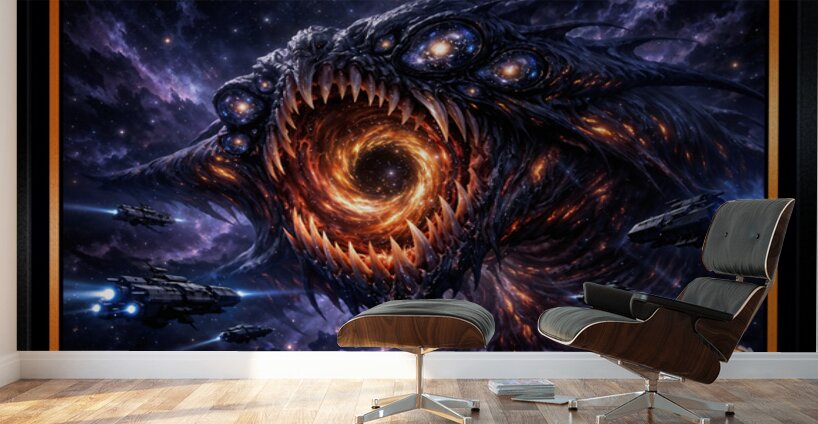Cosmic Predator Krythos Voren Devourer Of Black Holes Horrific AI Concept Art by Xzendor7 Wall Murals