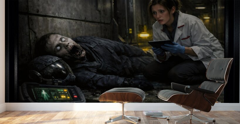 Doctor Zora Ventin Amidst The Horror of Zevtron III Striking AI Concept Art by Xzendor7 Wall Murals