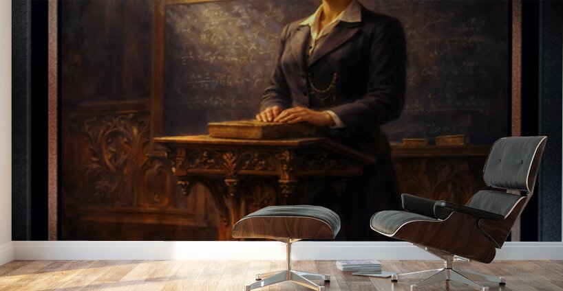 Portrait Of The Brilliant Mathematician Eleonore de Valois Introspective Portrait AI Concept Art by Xzendor7 Wall Murals