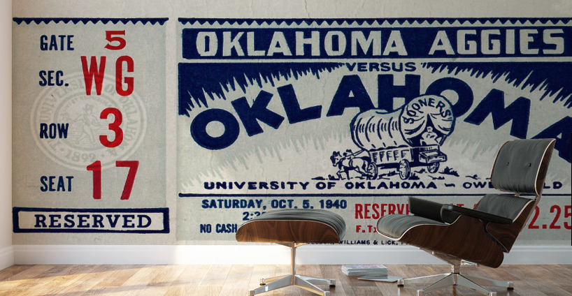 1940 Oklahoma A&M vs. Oklahoma Sooners Ticket Art Wall Murals