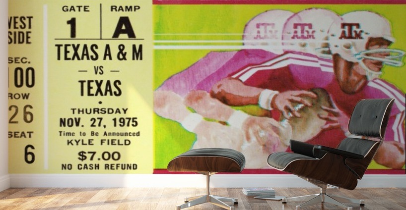 1975 Texas vs. Texas A&M Football Ticket Canvas Wall Murals