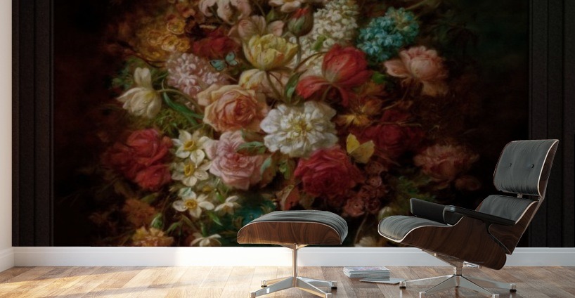 Bouquet Of Flowers With Butterflies by Hans Zatzka Wall Murals