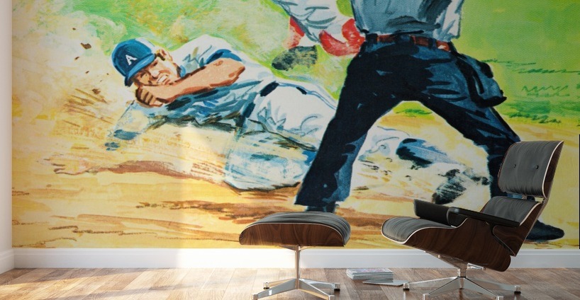 safe at home baseball art Wall Murals