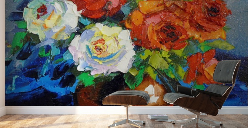 Bouquet of red and white roses Wall Murals