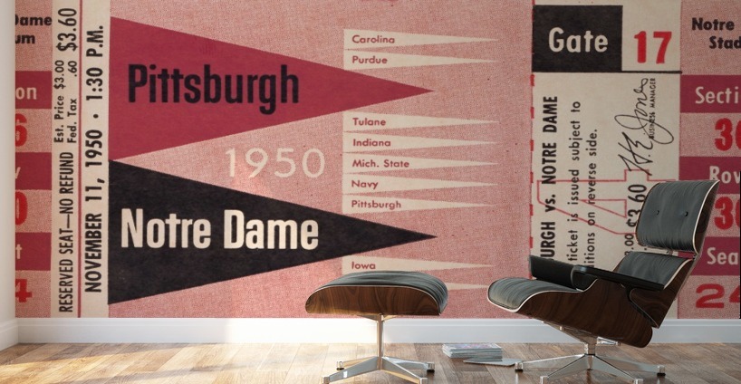 1950 pittsburgh notre dame vintage college football ticket wall art Wall Murals