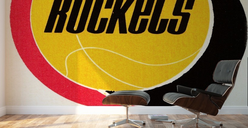 1974 houston rockets ticket information poster wood print Wall Murals