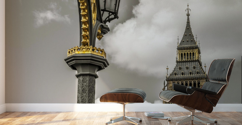 Street lamp with Big Ben in background, London, UK Wall Murals