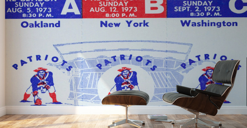1973 New England Patriots Season Tickets Wall Murals