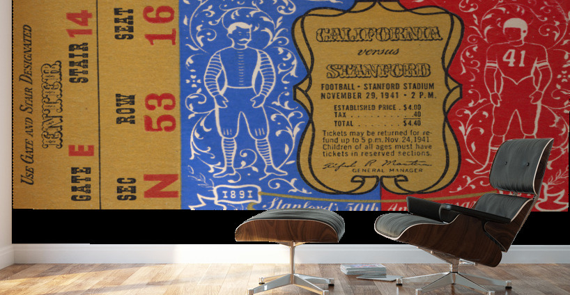 1941 Stanford vs. California Football Ticket Canvas Wall Murals