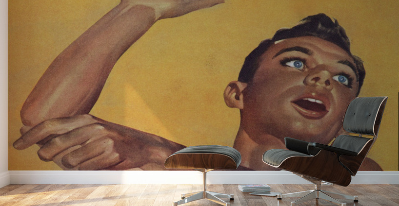 1956 Golden Background Vintage Basketball Player Art Wall Murals