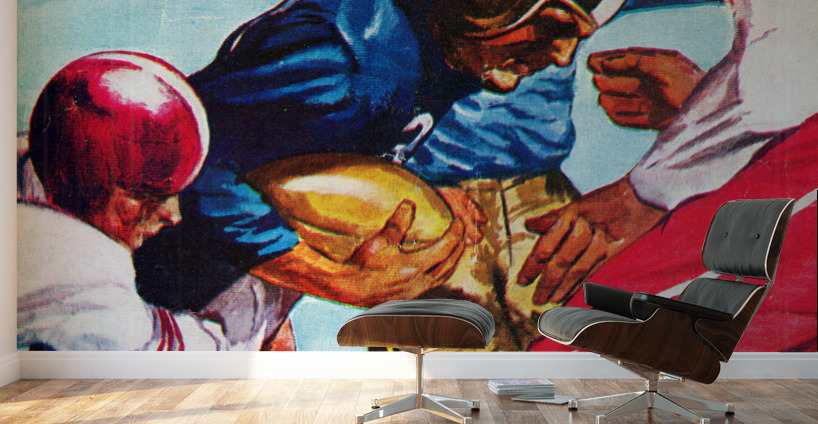 1946 Gridiron Action Football Art  Wall Murals