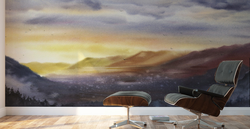 Sunset in the mountains Wall Murals
