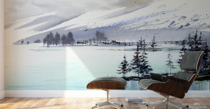 Turquoise mountain lake Wall Murals