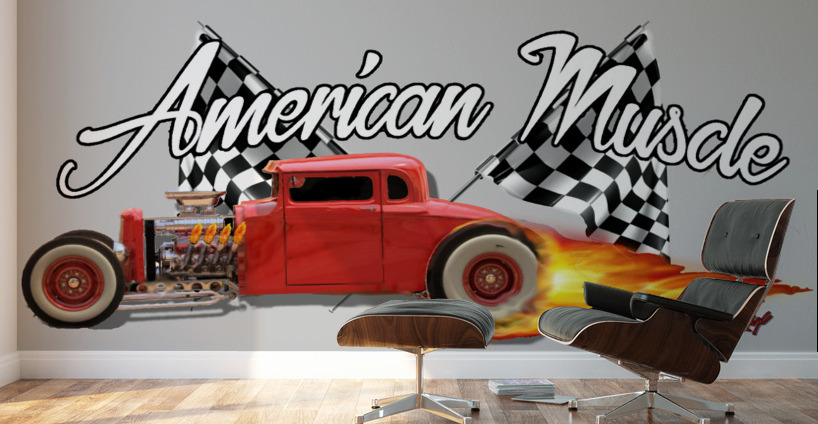 Hot Rod Burnout Wall Murals
