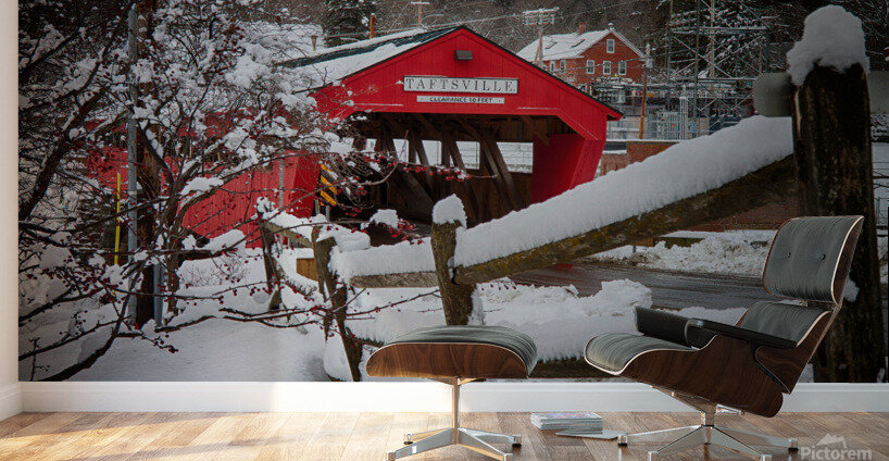 Taftsville covered Bridge VT in Winter Wall Murals