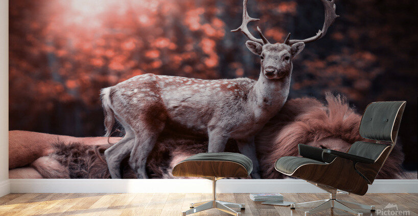 lion and deer Wall Murals
