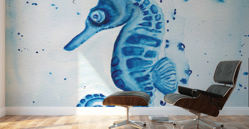 Blue Seahorse Wall Murals