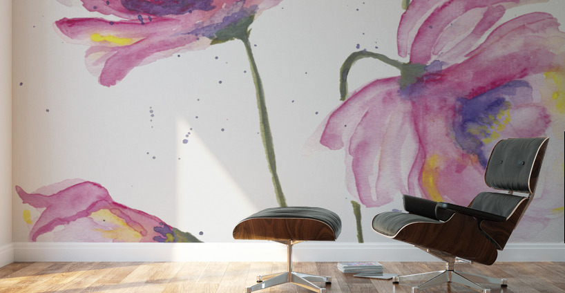 Pink Flower Burst Wall Murals