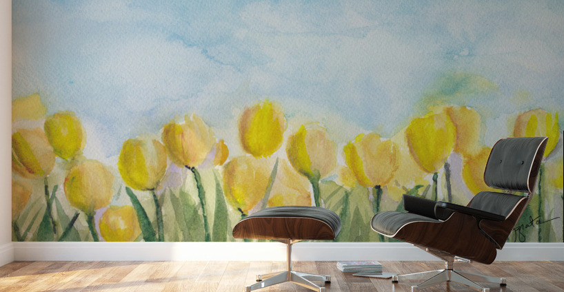 Yellow Tulip Field Wall Murals