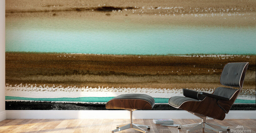 Turquoise watercolor landscape 4 Wall Murals