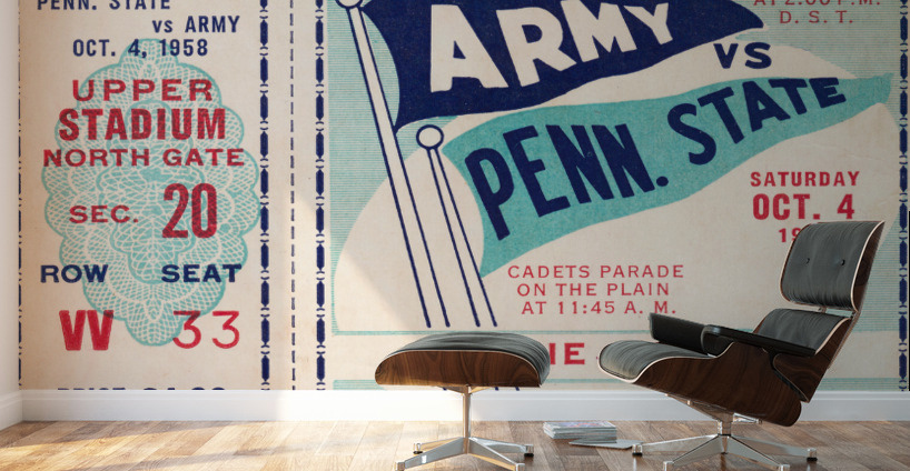 1958 Army vs. Penn State Football Ticket Art Wall Murals