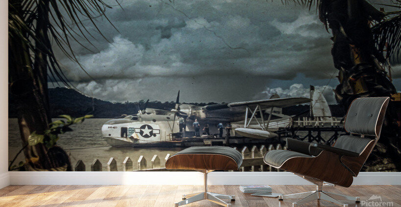 Found and Restored - PBM Mariner with Marines - 1940s Kodachrome Wall Murals