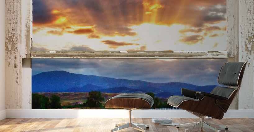 Country Beams sunlight White Barn Window Wall Murals